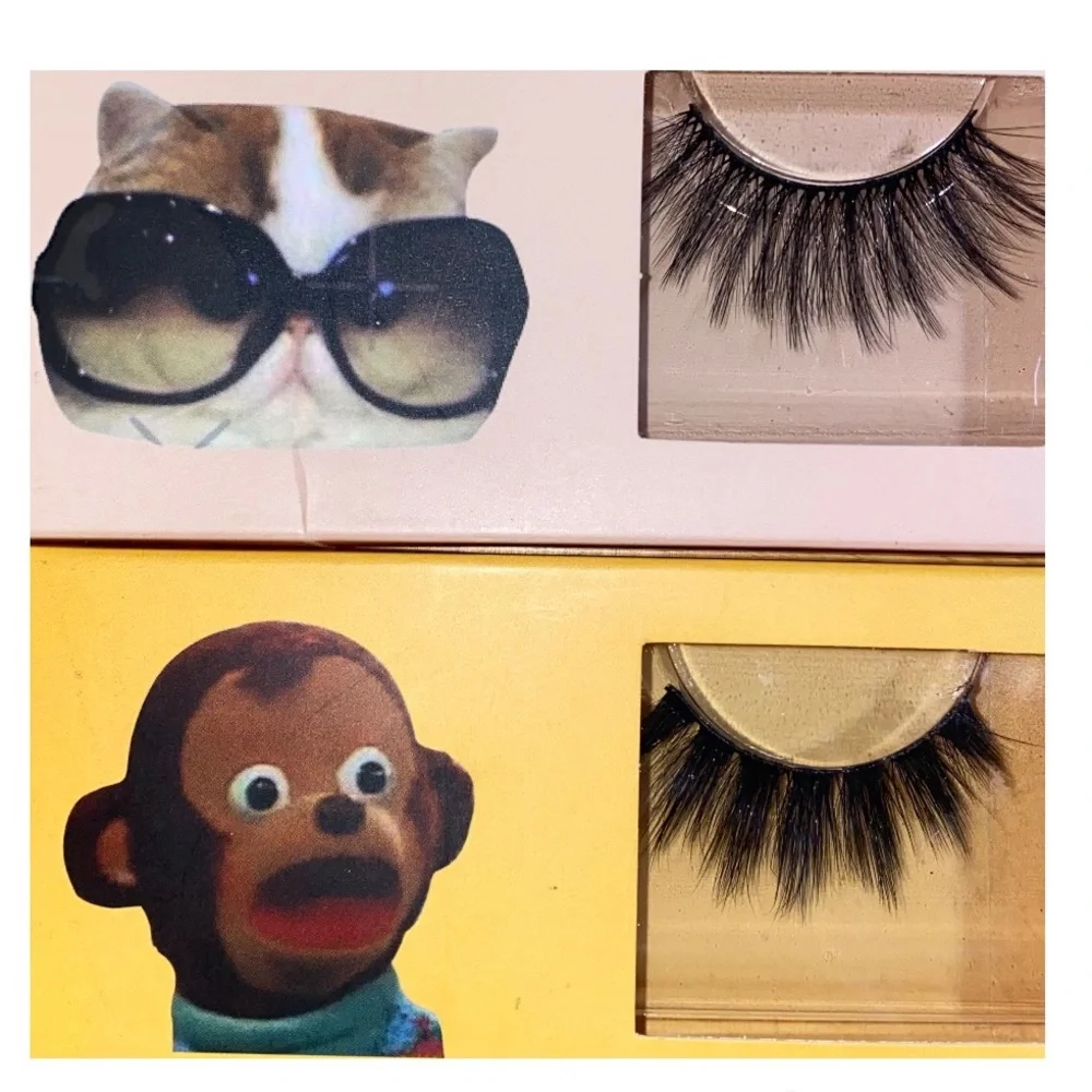 Loha Premium 3D Faux Mink Reusable Lashes 2 Pair Bundle in Meme Themed Boxes